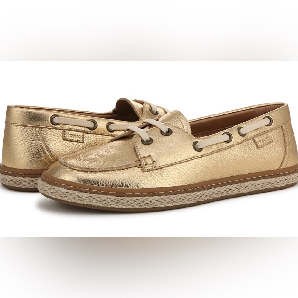 Vionic Gold Metallic Bay Slip On Loafer Size 9